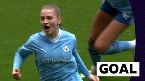 Manchester City's Jess Park celebrates her goal against Manchester United