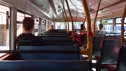 Inside of a bus