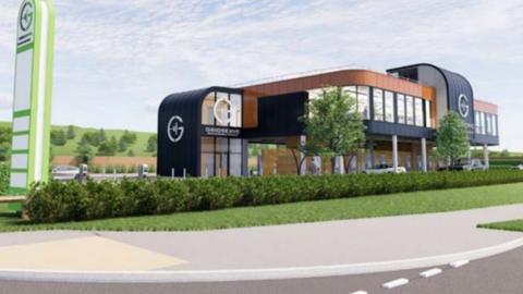 Artists impression of the new service station