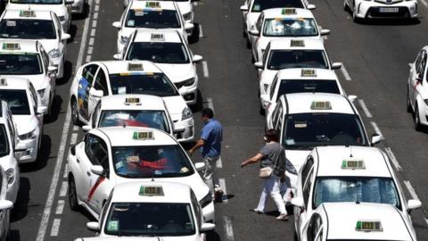 Taxi blockade in Madrid