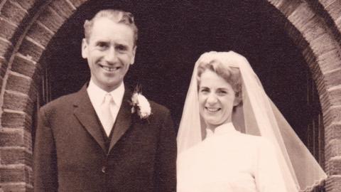 Cynthia Tuck on her wedding day, with her husband George