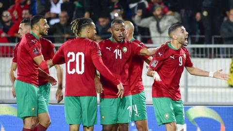 Moroccan players celebrating