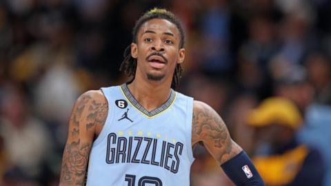 Ja Morant playing for the Memphis Grizzlies