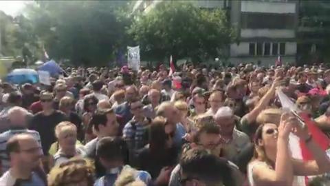 Poles protest outside parliament in Warsaw, 16 July