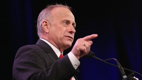 Iowa congressman Steve King speaks to guests at the Iowa Freedom Summit in Des Moines, Iowa