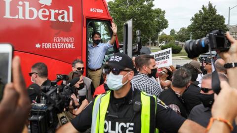 Trudeau and protesters