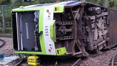 Derailed tram