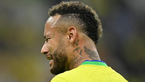 Neymar looked visibly upset after the tackle on his ankle in Brazil's win over Serbia