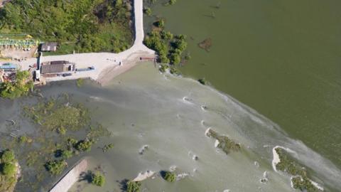 A view of the sunken ground after the collapse of the Braskem salt mine at the Mutange neighborhood in Maceio, Alagoas state, Brazil December 10, 2023.