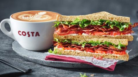 Costa Coffee and M&S sandwich