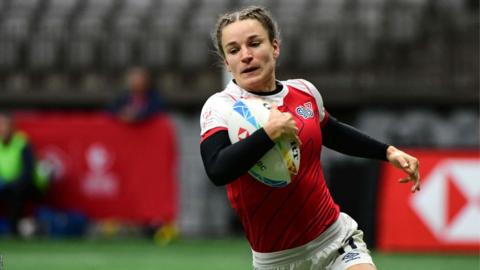 Great Britain women's World Rugby Sevens team in action