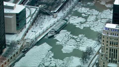 Aerial view of Chicago River