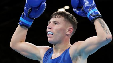 Dylan Eagleson celebrates his semi-final victory over Matthew McHale