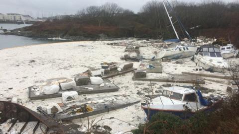 Polystyrene fills Holyhead Marina