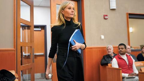 Gwyneth Paltrow enters the courtroom for her trial where she is accused in a lawsuit of crashing into a skier during a 2016 family ski vacation, leaving him with brain damage and four broken ribs in Park City, Utah, USA, 29 March 2023