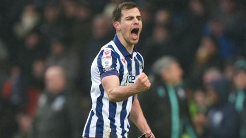 West Brom match-winner Jayson Molumby screams in celebration