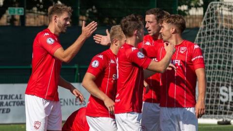 Jersey Bulls celebrate a goal