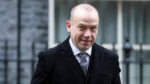Chris Heaton-Harris leaving Downing Street after a Cabinet meeting this week