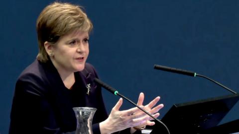 Former Scottish first minister Nicola Sturgeon giving evidence to the UK Covid-19 Inquiry hearing at the Edinburgh International Conference Centre which is exploring core UK decision-making and political governance on 31 January 2024