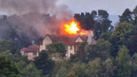 Carnbooth House hotel on fire