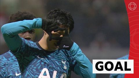 Son Heung-min celebrates after scoring against Preston North-End 1-0