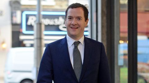 Former Chancellor George Osborne arriving for his first day editing the Evening Standard