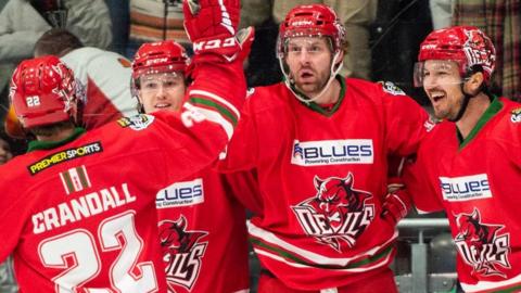 Cardiff Devils players celebrate