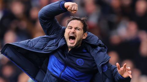 Frank Lampard celebrates Chelsea's win over Spurs