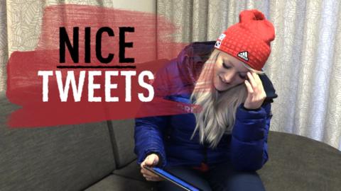 Elise Christie reacts to a message