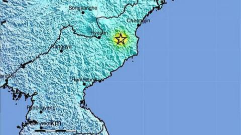 USGS map showing site of tremor in North Korea