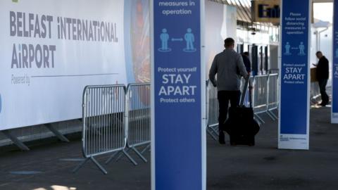 Passengers at Belfast International Aiport