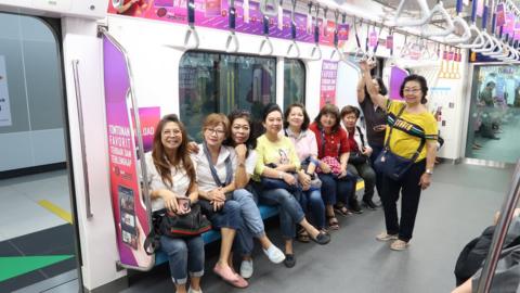 Passengers on the Jakarta MRT