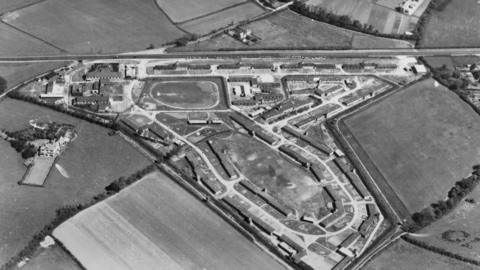 Aerial image of Island Farm in 1947