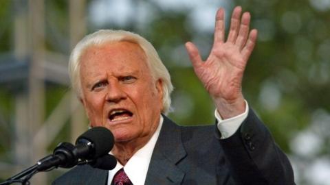 US preacher Billy Graham at Flushing Meadows, New York, 25 June 2005