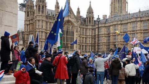 Campaigners outside Parliament