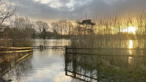 Flooded Castle Meadows at Wallingford