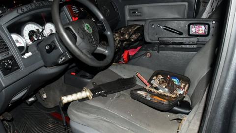 Knives found inside the suspect's vehicle