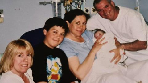 Sharon Gorvett with her family and baby Sophie