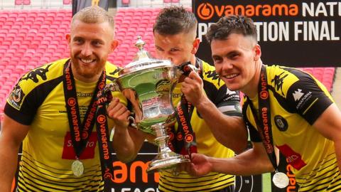 Harrogate players celebrate promotion