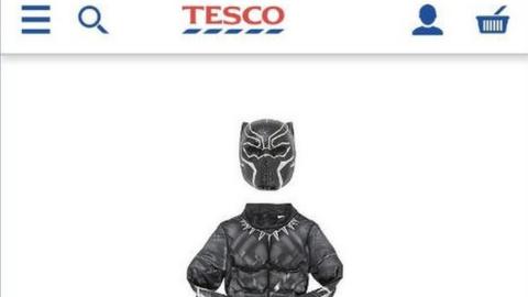 Dark Panther costume for sale on Tesco website