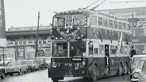 A trolleybus