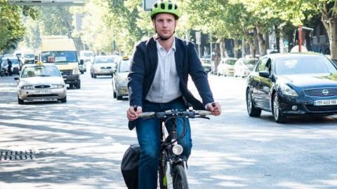 Joseph Alexander Smith riding his bike