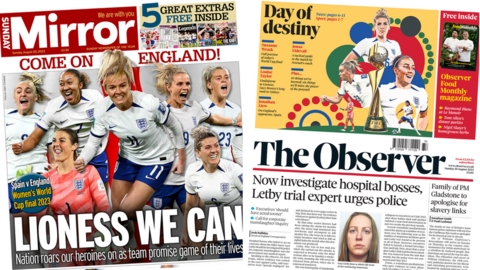 Sunday Mirror and Observer front pages