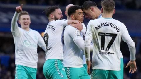 Che Adams celebrates putting Southampton in front for the first time