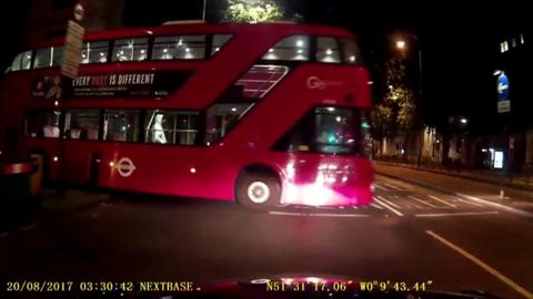 The driver wasn't behind the wheel as the bus moved onto a main road