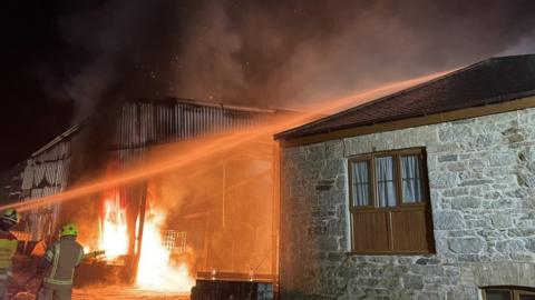Barn fire in Trekenning, Cornwall