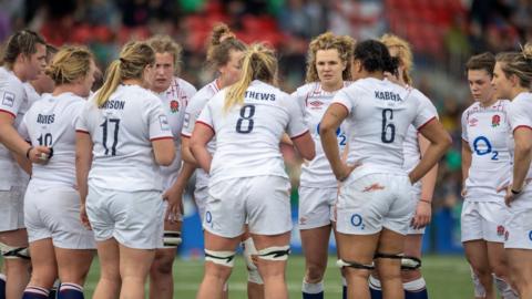 England huddle during a 2023 Six Nations match