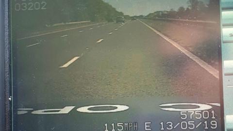 Police screen showing motorist driving at 115mph