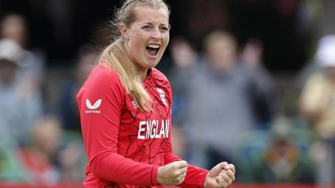 England spinner Sophie Ecclestone celebrates a wicket