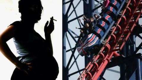 Pregnant smoker and rollercoaster